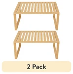 2 Pack Bamboo Stackable Shelf Natural Color Easy Assemble. Fixed Price $35.57.