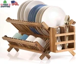 2 Tier Acacia Bamboo Dish Drying Rack Collapsible Utensil Holder Unbranded. Fixed Price $75.38.