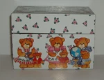 Rare Vintage Tin Metal Recipe Box, 1986 Lucy Rigg Bears, Enesco, Lot #157. Fixed Price $70.00.