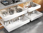 Seinloes 4 Pack Expandable (15.1"-26.3") Pull Out Cabinet Organizer 21" Deep .... Fixed Price $185.76.