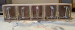 Vintage Ikea Forhoja Wood Shelf Cabinet 5 Glass Handled Scoops Storage Bins. Fixed Price $375.00.
