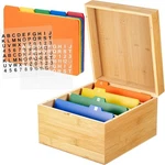 Henoyso 4 6 Inches Card Holder Set, Bamboo Recipe Box Organizer Index.... Fixed Price $80.80.