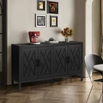 60 Inches Modern Farmhouse Accent Cabinet With 4 Doors And Adjustable Shelf Wo. Fixed Price $366.00.