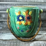 Antique Ceramic Cookie Biscuit Jar Rattan Planter Utensil Holder Kitchen As. Fixed Price $10.84.