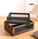 Set Of 2 Rustic Wooden Countertop Baskets, Farmhouse Distressed Nesting Boxes.... Fixed Price $40.27.