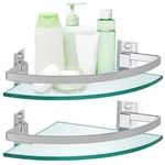 Sanbege 2 Pcs Tempered Glass Corner Shelf With Rail & Brackets, 9.5" X F.... Fixed Price $41.68.