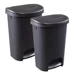 (2-PACK) Rubbermaid 13 Gal. Black Step-on Pedal Trash Can. Fixed Price $59.98.