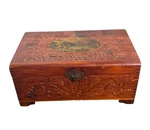Vintage Carved Wood Box With Mountain Coast Scene Jewelry Trinket. Fixed Price $22.68.