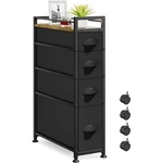 5 Drawer Narrow Dresser Slim Cabinet Skinny Storage Tower Chest W/wheels Black. Fixed Price $73.93.