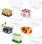 Clear Pantry Storage Organizer Bins, 10 Pack Plastic Food With Hand. Fixed Price $75.99.