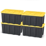 Homz 34 Gallon Durabilt Home Storage Container With Lid, Black/yellow (4 Pack). Fixed Price $194.99.