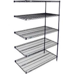 5 Shelf Nexelon Blue Wire Shelving Unit Add 48""W 18""D 86""H. Fixed Price $352.03.