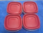Rubbermaid #7J56 Food Storage Containers 1.25 Cup W/ Red Lids Set Of 4. Fixed Price $12.98.