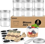 Tuzazo Small Mason Jars 8 Pack, 4 Oz Mini Glass With Lids And Labels. Fixed Price $14.99.