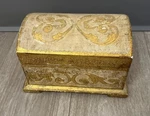 Vintage Domed Wood Gold Gilt Italian Florentine Footed Trinket Box 8 X5 X4.75. Fixed Price $34.99.