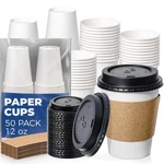 Fit Meal Prep 50 Pack 12 Disposable Coffee Cups With Lids, Oz, White. Fixed Price $23.84.