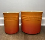Of "flame" Le Creuset 2.75 & 1 Qt Large Small Utensil Crock Nwt 6" Tall. Fixed Price $175.99.