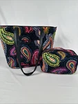 Vera Bradley Twilight Paisley Zip Tote & Travel Cosmetic Bag - Retired Pattern. Fixed Price $25.00.
