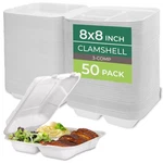 Freshware Clamshell Food Containers With Lids 8X8 3-COMPARTMENT 50-PACK,. Fixed Price $30.08.