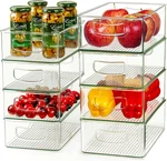 Clear Storage Bins 8 Packs For Refrigerator, 4 Large Stackable Pantry Organizer. Fixed Price $45.41.