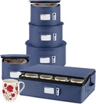 Hard Shell China Storage 5 Pack Containers, Denim Blue. Fixed Price $89.33.
