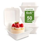 50 Count Harvest Pack 6 X Inch White Compostable Food Hinged Container, Di.... Fixed Price $25.32.