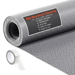Vevor Garage Floor Roll 7.5X20 Ft Pvc Diamond Mat Non-slip Silver Gray. Fixed Price $132.99.