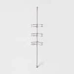 Threshold Tension Pole Aluminum Shower Caddy Bathroom Corner Shelf Organizer. Fixed Price $25.49.