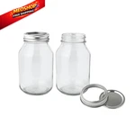 Fastrack 32 Oz Regular Mouth Mason Jars With Lids Of Pack, Clear. Fixed Price $18.91.