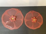 (2) Charles Viancin Silicone Covers/lids Hibiscus Floral 12" & 10.5" Red. Fixed Price $15.99.