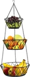 Heavy Duty - 3 Tier Hanging Kitchen Black Fruit Basket. Fixed Price $23.94.
