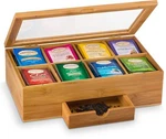Bamboo Tea Storage Organizer With Drawer And Acrylic Window 8 Compartments. Fixed Price $36.99.