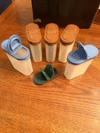 Vtg Tupperware Spice Shakers Lot Of 10 With Extra Lid. Container Numbers Desc. Fixed Price $60.00.