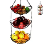 3TIER Hanging Fruit Heavy Duty Wire Baskets For Kitchen Rustic Ve. Fixed Price $36.28.