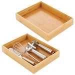 Mdesign Bamboo Wood Stackable Drawer Organizer Bin Box 12 9 2, Natural. Fixed Price $48.99.