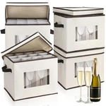 Uiifan 4 Pcs Champagne Flute Storage Box With Dividers 12 Compartment Stemware. Fixed Price $81.59.
