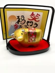 Japanese Ox Zodiac Figurine With Basket Display Red Cloth Lucky Decor. Fixed Price $9.60.
