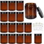8 Oz Amber Glass Jars With Lids, 15 Pack Empty Storage Containers For D.... Fixed Price $34.98.