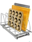 Lynk Pull-out Tray Divider Organizer Rack 10 X21 X9.6" Baking Sheets #430221WB. Fixed Price $19.99.