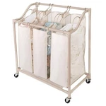 Smart Design Deluxe Rolling Triple Compartment Laundry Sorter 30 32 - Beige. Fixed Price $80.66.