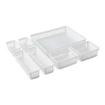 Mainstays Set Of 7 Drawer Storage Organizer Bins, 4 Case. Fixed Price $29.35.