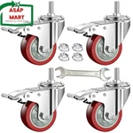 Dicasal Inch Heavy Duty Stem Casters 360 Degree Swivel Thread Wheels With Metr. Fixed Price $43.03.