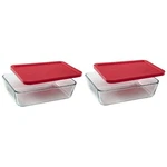 Pyrex 6-CUP Rectangle Glass Storage Dish W/ 7211-PC Red Lid Cover (2-PACK). Fixed Price $34.29.