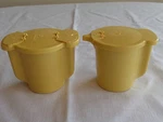 Vintage Tupperware Creamer And Sugar Bowl Set With Flip Top Lids 574-3 &577-10. Fixed Price $24.95.