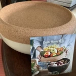 Emile Henry 14" Large Ceramic & Cork Produce Fruit Storage Bowl - White Nwob. Fixed Price $109.00.