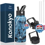 Konokyo 32 Oz Insulated Water Stainless Steel Sport With Lids,m. Fixed Price $33.76.