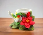 Ceramic Hummingbird With Poinsettia Flower Candle Holder, Home Cor, Gift For. Fixed Price $19.99.