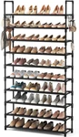 10 Tier Shoe Rack Tall Large Capacity 50 Pair Wide Organizer With Two Hooks. Fixed Price $35.33.