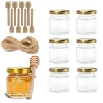 1.5OZ 6PACK Mini Glass Hexagon Jars Gold Lids, Charms Honeybee Pendant, H.... Fixed Price $16.84.