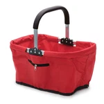 Red Collapsible Market Basket With Aluminum Frame & Large Zip Side Pocket. Fixed Price $33.95.